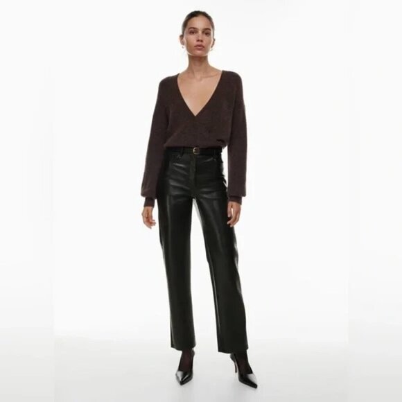 Wilfred Pants - Aritzia Wilfred Womens Sz 4 The Melina Pant Vegan Leather Black #81518 HighWaist